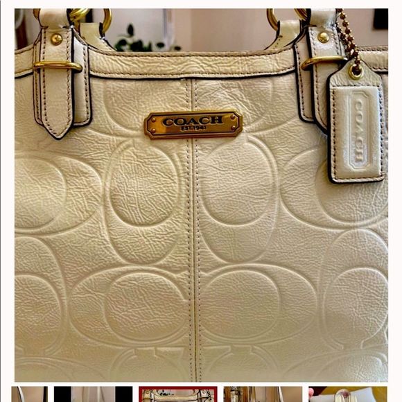 COACH Vintage Patent Ivory Leather Shoulder Bag - Picture 1 of 2